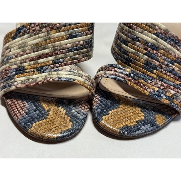 Charles David Snakeskin Block Heel Mules Size 9M Multicolor Textured Sandals - Picture 6 of 7